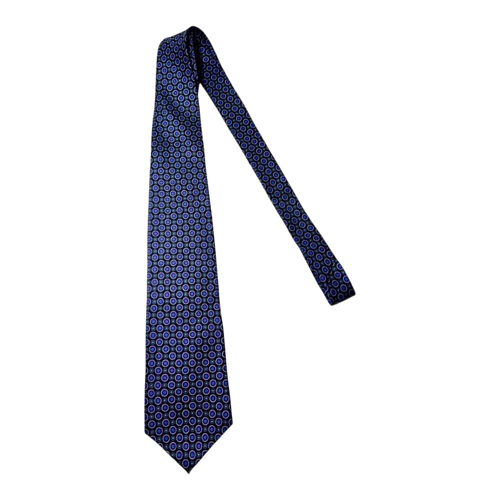 BURT PULITZER Tie All Silk Purple and Blue Geometric Print